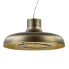 Design LED hanglamp koepel brushed brons met goldleaf