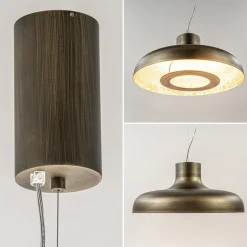 Design LED hanglamp koepel brushed brons met goldleaf