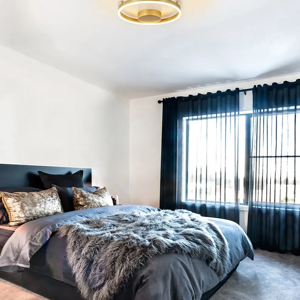 Design LED plafond/wandlamp ring goud