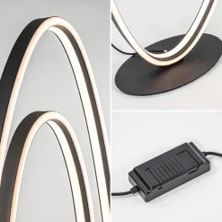 Design LED vloerlamp ovaal mat zwart dimbaar