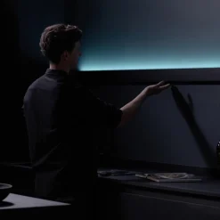 Design LED wandlamp zwart met Gesture Control 90 cm