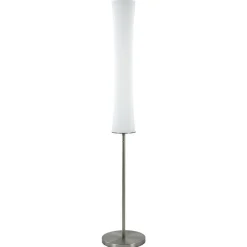 Design vloerlamp nikkel met opaal glas en uplighter