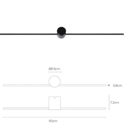 Design wandlamp badkamer LED zwart 90 cm