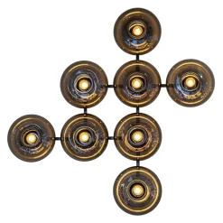 Design wandlamp mat zwart met smoke glas 8-lichts