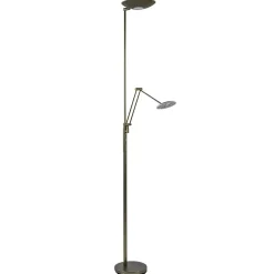 Dimbare LED uplighter met leeslamp donker brons