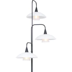 Dimbare LED vloerlamp zwart met witte schotels