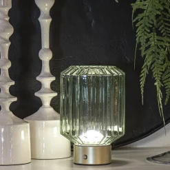 Dimbare tafellamp op batterij groen/goud