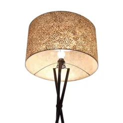 Driepoot schelpen vloerlamp zwart met bruin en goud