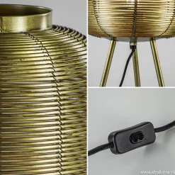 Driepoot tafellamp Tomek antiek brons