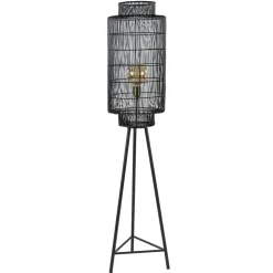 Driepoot vloerlamp Gruaro zwart met brons