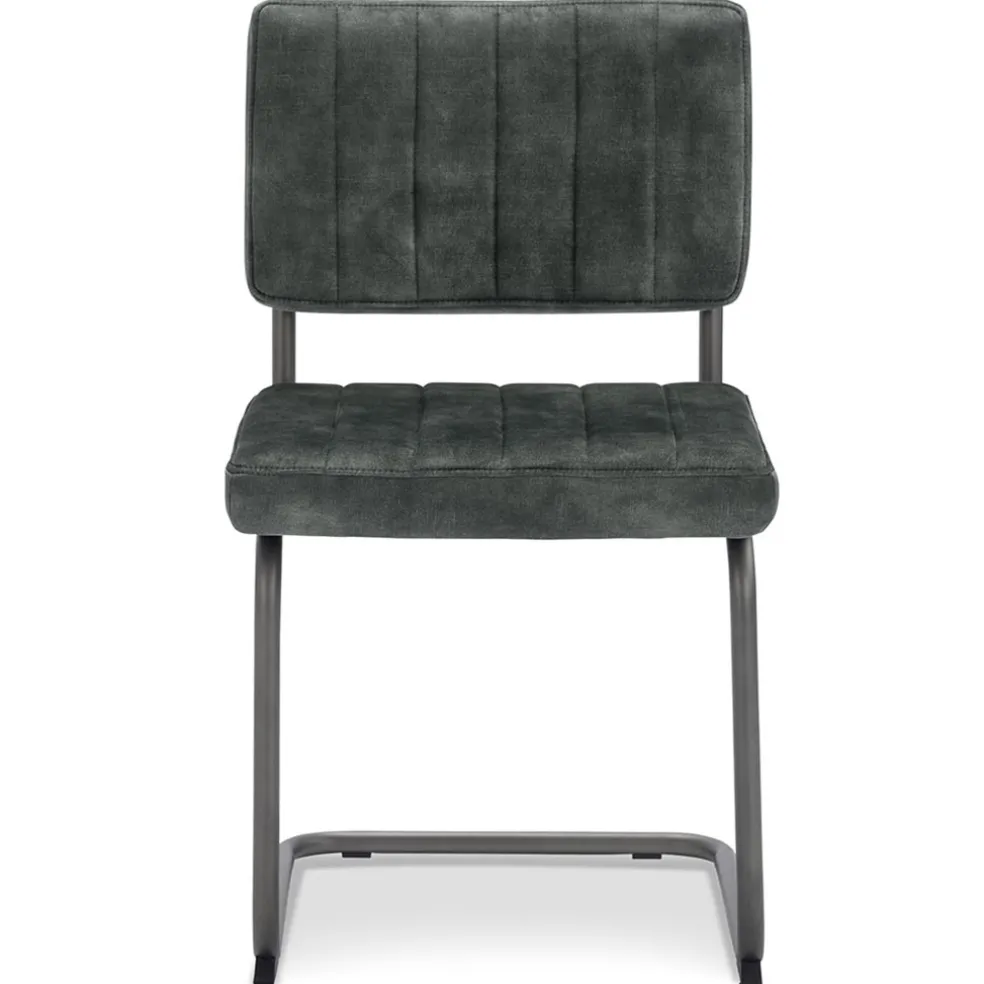 Eetkamerstoel hunter groen met zwart onderstel