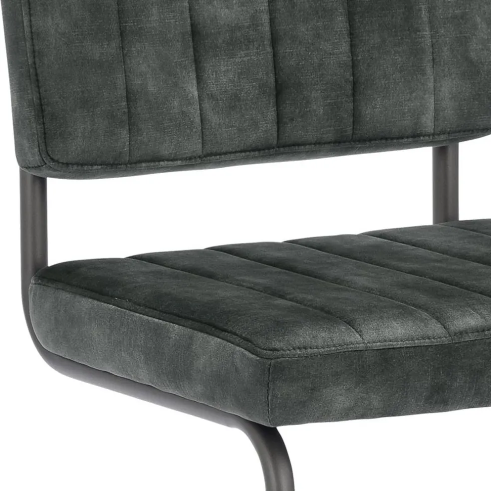 Eetkamerstoel hunter groen met zwart onderstel