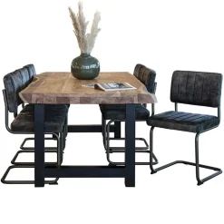 Eetkamerstoel hunter groen met zwart onderstel