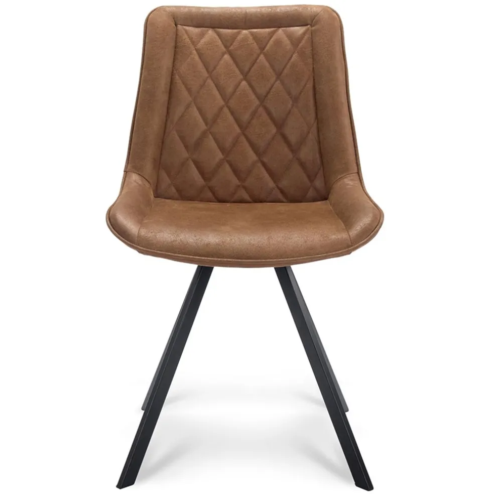 Eetkamerstoel microleder Bull camel met zwarte poot