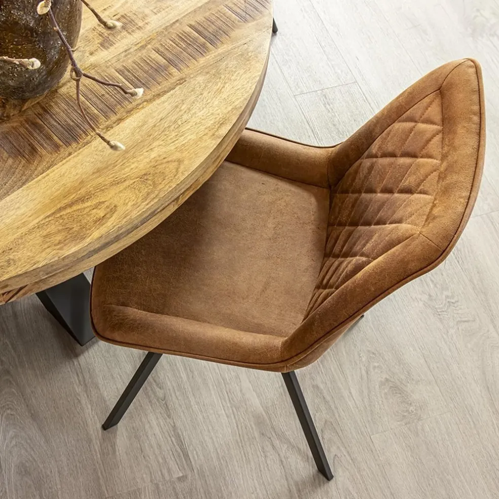 Eetkamerstoel microleder Bull camel met zwarte poot