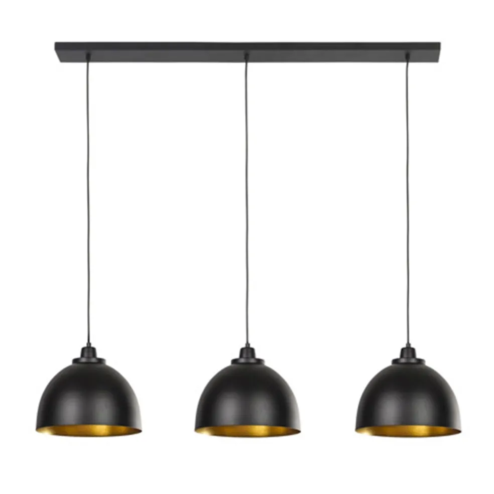 Eettafel hanglamp Kylie 3- lichts zwart-goud