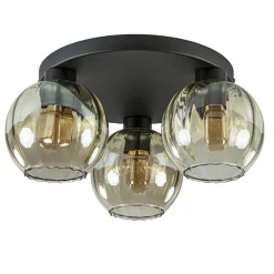 Elegante plafondlamp 3-lichts amber glas