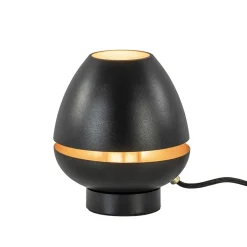Elegante tafellamp mat zwart met goud accent