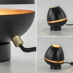 Elegante tafellamp mat zwart met goud accent