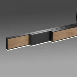 Elektrisch verstelbare LED hanglamp zwart met hout