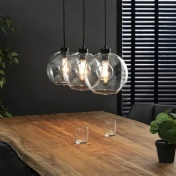 Glazen 3-lichts hanglamp eettafel clear