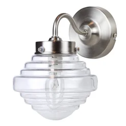 Glazen wandlamp met staal Deco