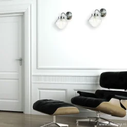 Glazen wandlamp met staal Deco