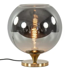 Globe tafellamp smoke/titanium met gouden voet