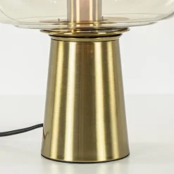 Gouden tafellamp Misty met amber glazen kap L&L