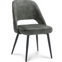 Grijs/groene eetkamerstoel met zwarte pootjes