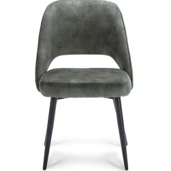 Grijs/groene eetkamerstoel met zwarte pootjes