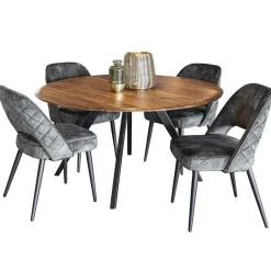 Grijs/groene eetkamerstoel met zwarte pootjes