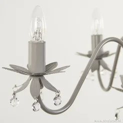 Grijze kroonluchter met bloem/kristal