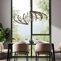 Grote design hanglamp ovaal oud messing