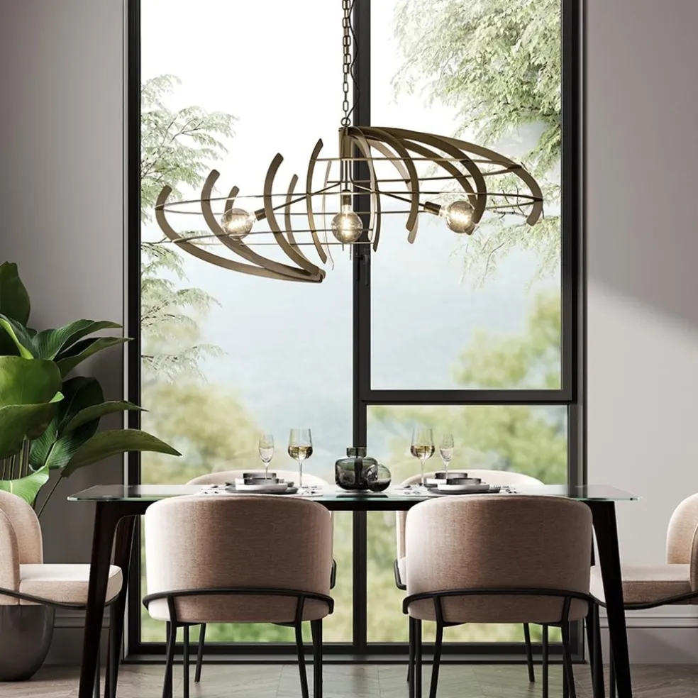 Grote design hanglamp ovaal oud messing