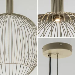 Grote draad hanglamp mat zand 70 cm