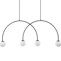 Grote hanglamp bogen met wit glas