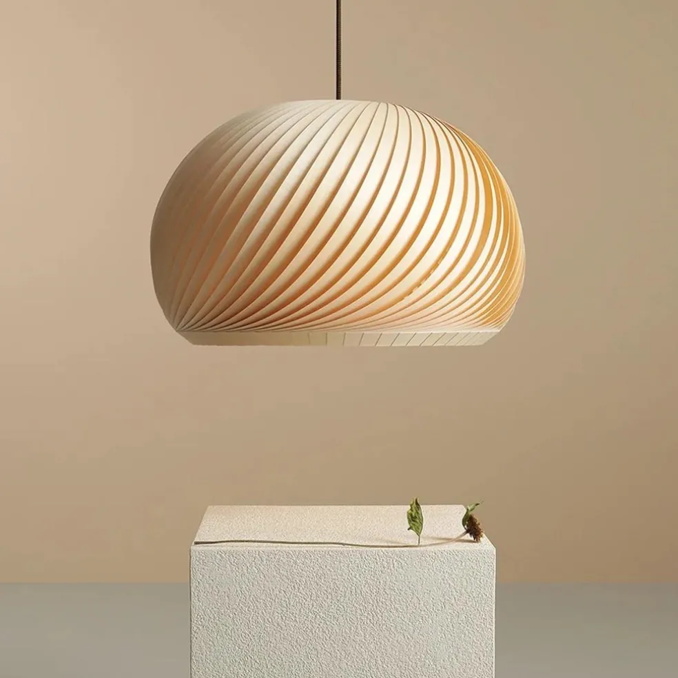 Grote hanglamp hout naturel rond 60 cm