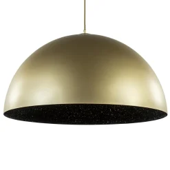 Grote hanglamp koepel mat goud met zwart 70 cm