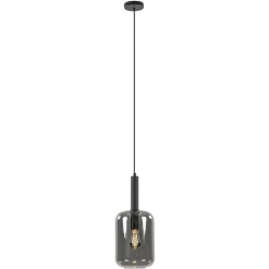 Grote hanglamp Lekar zwart met smoke glas