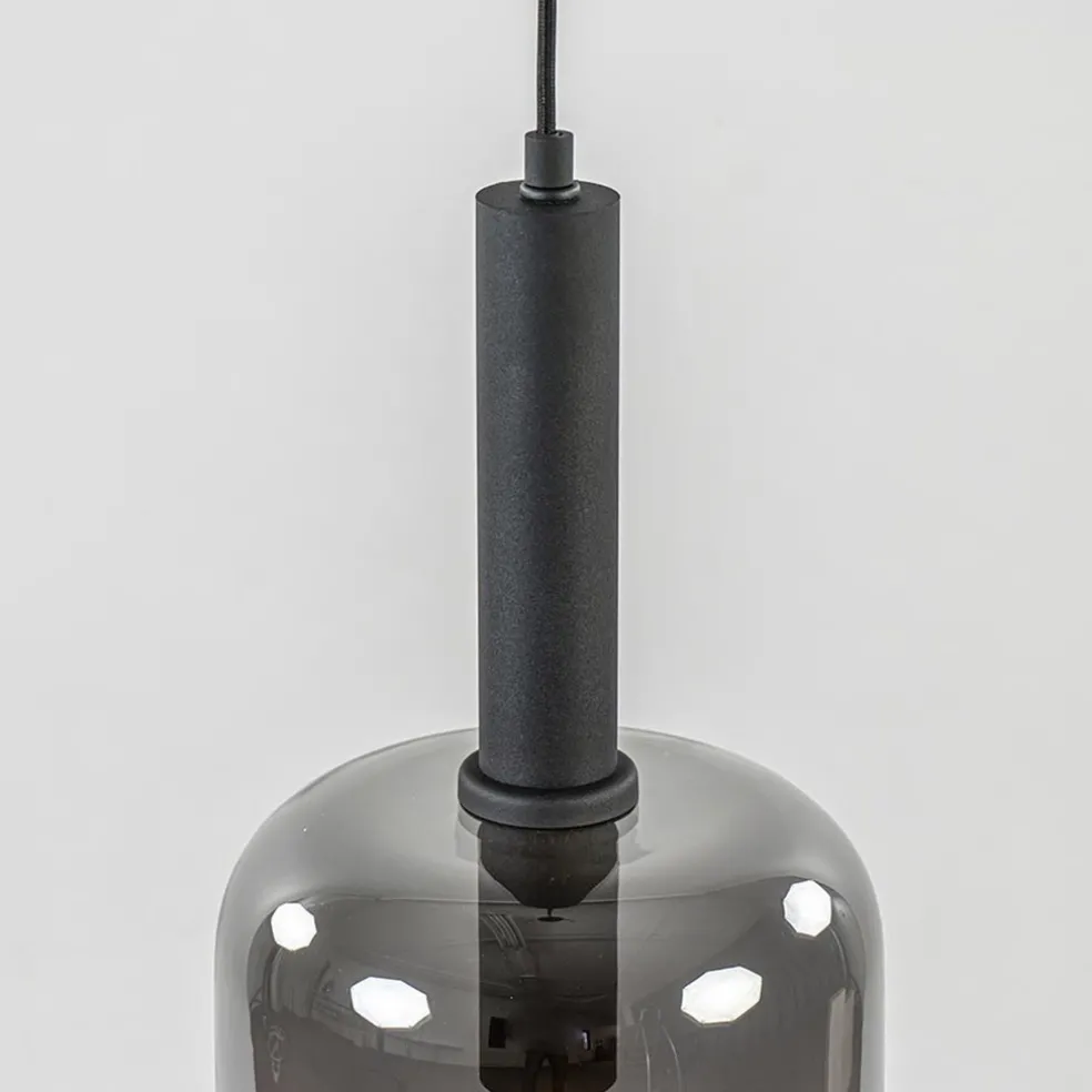 Grote hanglamp Lekar zwart met smoke glas