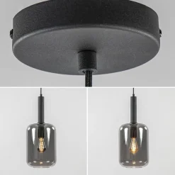 Grote hanglamp Lekar zwart met smoke glas