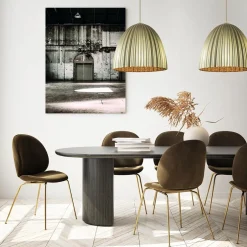 Grote hanglamp mat goud met relief 50 cm