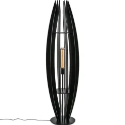 Grote houten vloerlamp mat zwart