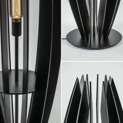 Grote houten vloerlamp mat zwart