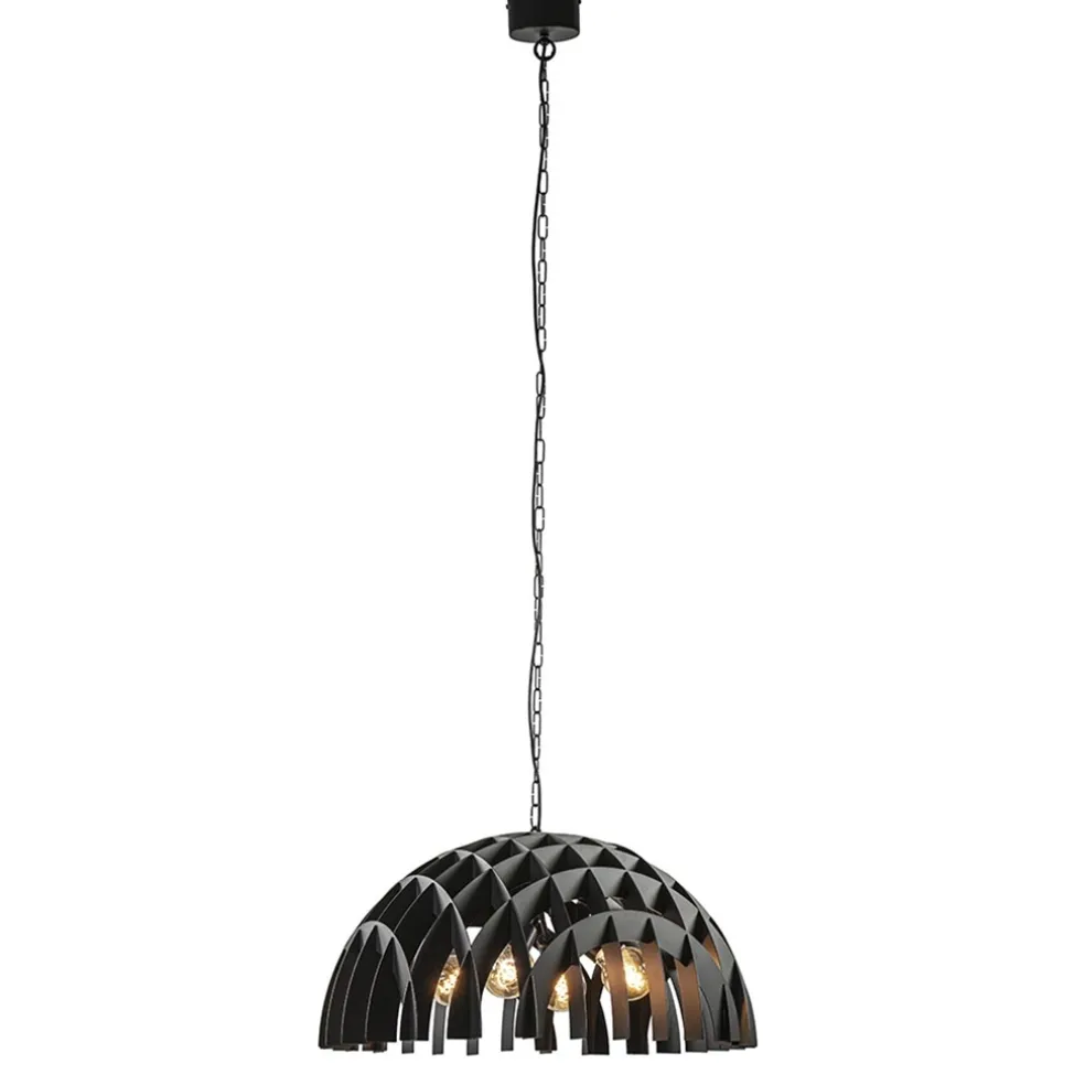 Grote koepel hanglamp Dome mat zwart metaal