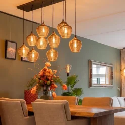 Grote landelijke hanglamp 10-lichts antiek brons Alvaro