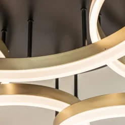 Grote LED Plafondlamp goud/zwart 3-standen dimbaar