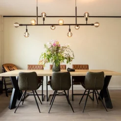 Grote 10-lichts eettafelhanglamp zwart exclusief lichtbronnen