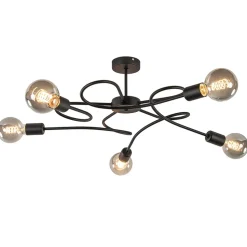Grote 5-lichts plafondlamp zwart exclusief lichtbronnen